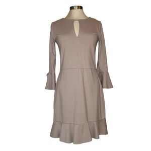 Amanda Uprichard A-Line Mini Dress 3/4 Sleeves Beige Tan Nude M